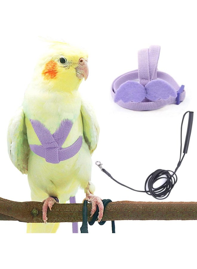 Bird Training Leash, Adjustable Parrot Flying Strap Rope Universal Flying Traction Lead Durable Outing Gadget Outdoor Training Toy for Birds, Parrot, Cockatiel, Parakeet, Lory, 1 Pcs, Purple - Image 1